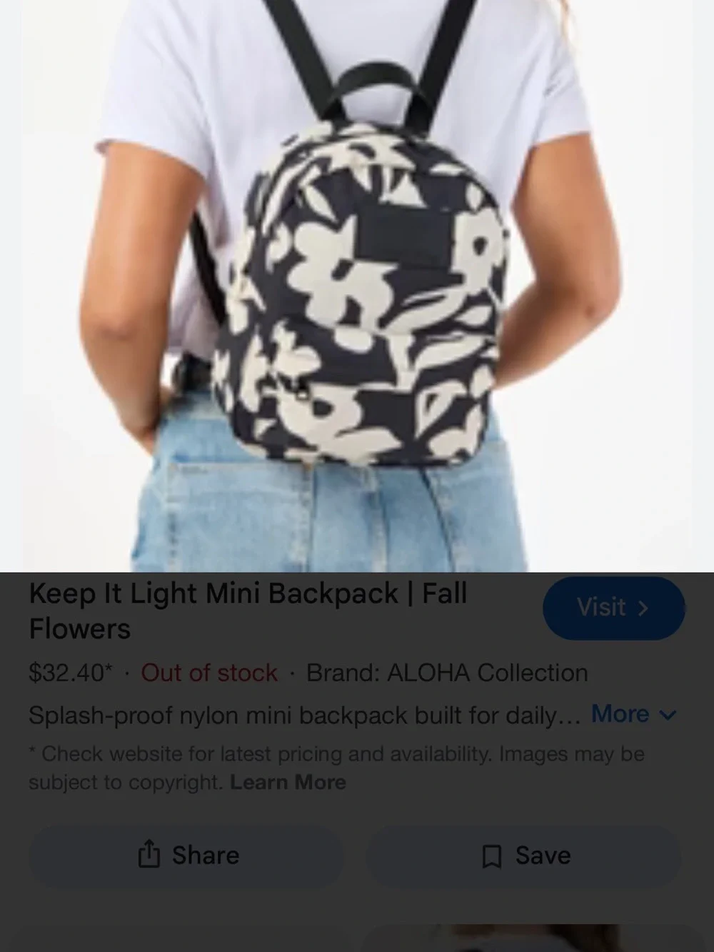 ALOHA Collection Fall flowers mini backpack in Black & sandstone